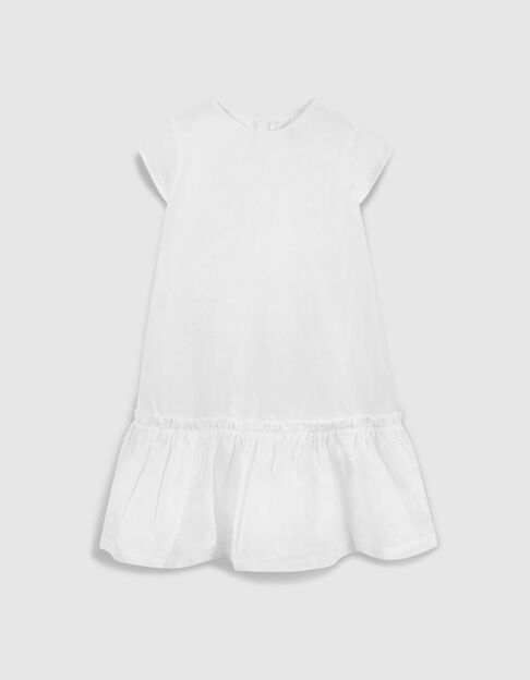 Wei&szlig;es Kleid  Taft-Effekt und ger&uuml;schtem Unterteil M&auml;dchen - IKKS
