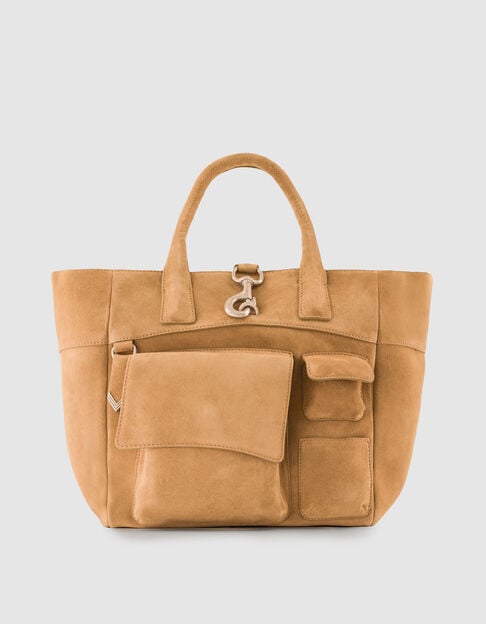 El bolso de trabajo de terciopelo de cuero camel Mujer - IKKS