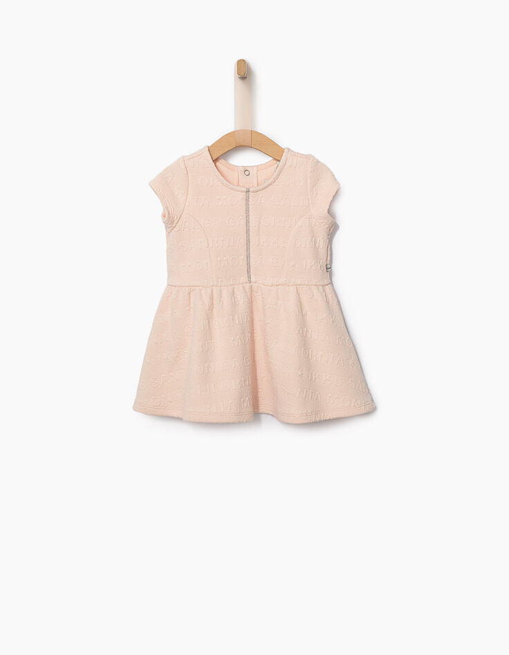 Robe rose poudré maille embossée bébé fille-1
