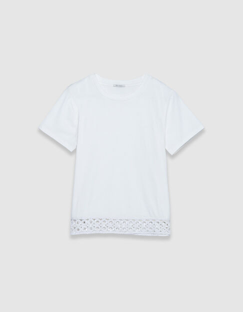 Wit Ronde halslijn T-shirt met gehaakt en pailletten detail Dames - IKKS