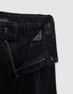 Schwarze weite Mädchenjeans mit Falten und Schleifen-5