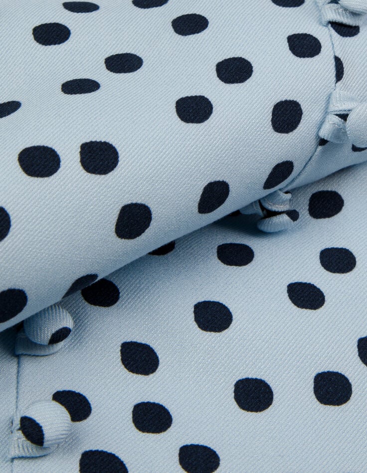 Robe bleu ciel imprim&eacute;e col V manches courtes femme-3