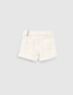 Girls&rsquo; off-white denim shorts with placed wear-4