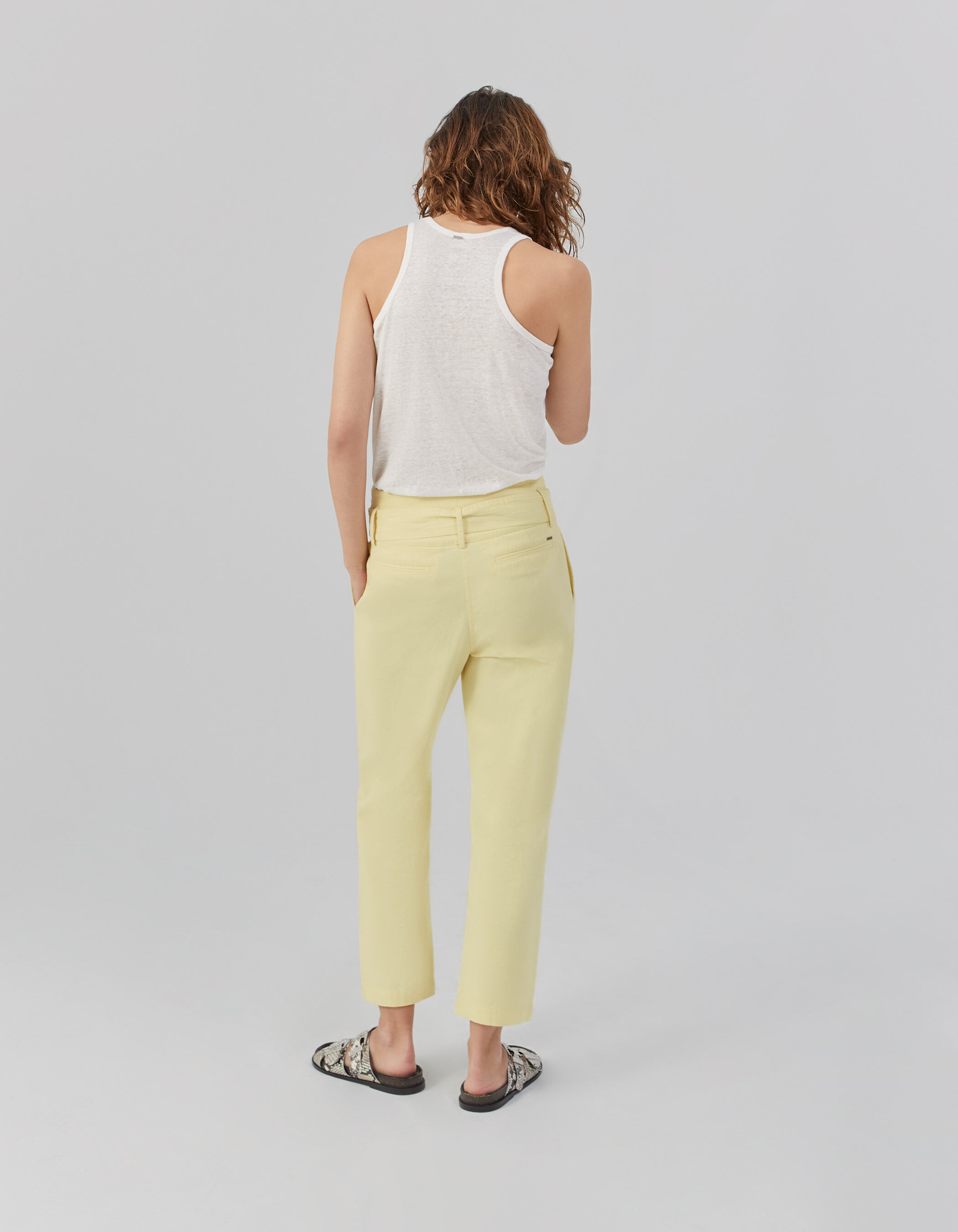 Ceinture large jaune top femme