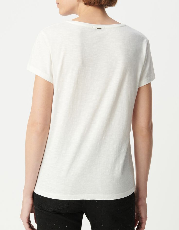 Dames T-shirt met boodschap in wit biologisch katoen met V-hals-3