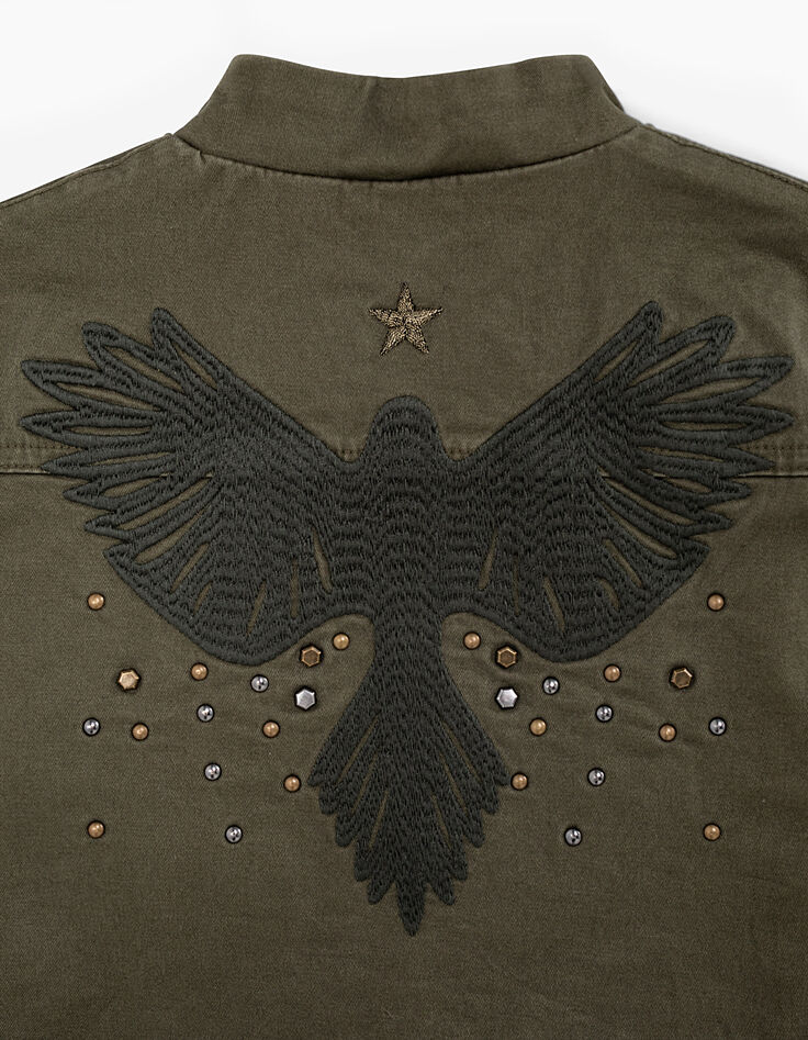 Bronzen safari-jasje met studs en borduursels meisjes-6 Bronzen safari-jasje met studs en borduursels meisjes-6