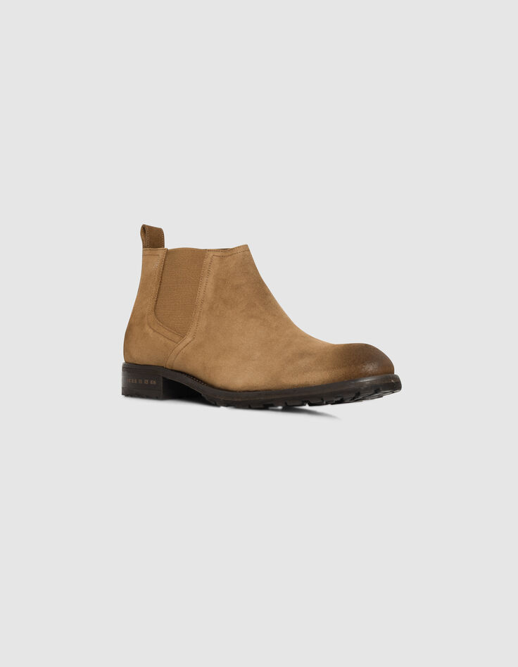 Chelsea boots marron cuir velours tige basse Homme-2