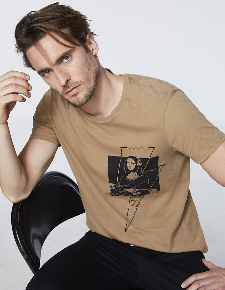 Men’s mink T-shirt with Mona Lisa-cartoon -1