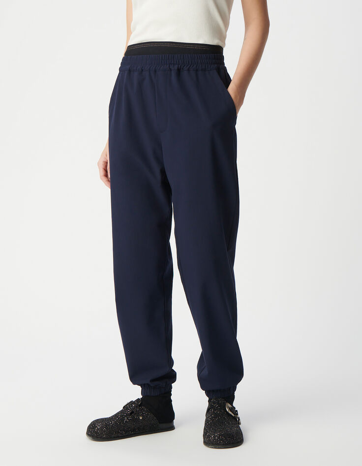 Marineblaue Jogginghose für Damen mit Doppelgürtel-2