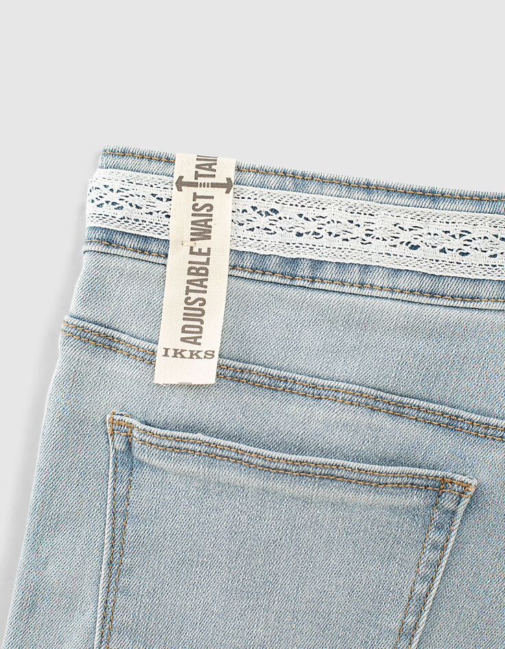 Mädchen-Jeansshorts mit Spitze, Bio, in Bleach Blue -6
