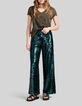 Kaki Damen-T-Shirt mit Totenkopfprint und Strass-1