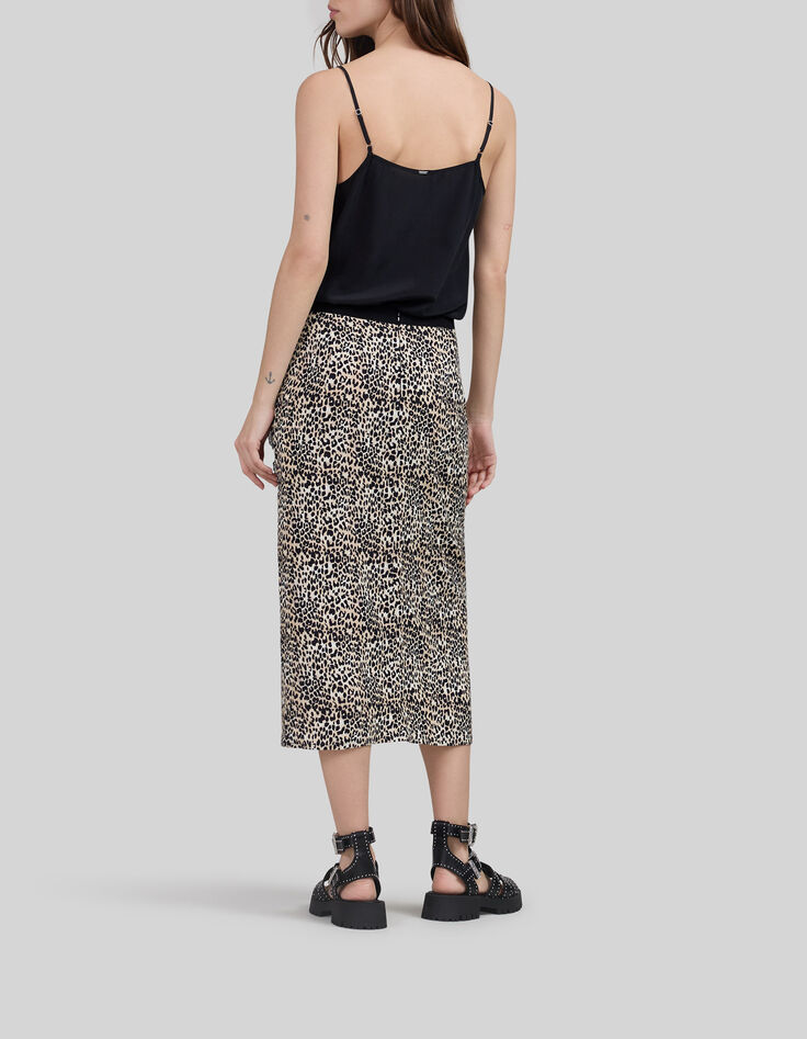 Schwarzer Damenrock mit Leo-Rock-Print-8