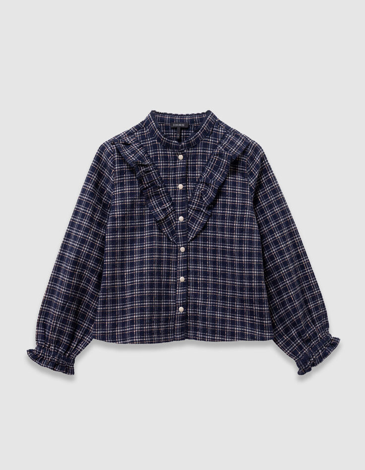 Marineblaue Karobluse Mädchen-1