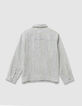 Boy's green striped pattern shirt-3