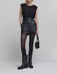 Women's black silver lurex tee-shirt with eyelet and stud-2