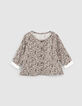 Baby girls’ dark khaki floral print blouse-1