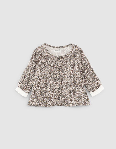 Baby girls’ dark khaki floral print blouse