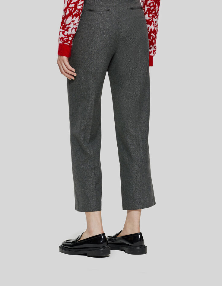 Pantalon large anthracite pailleté taille haute Femme-3
