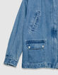 Women's blue denim jacket with ecru velour collar-8