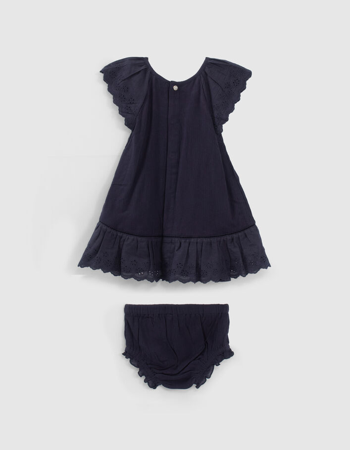 Marineblaues Kleid mit Windelhöschen für Babymädchen - IKKS