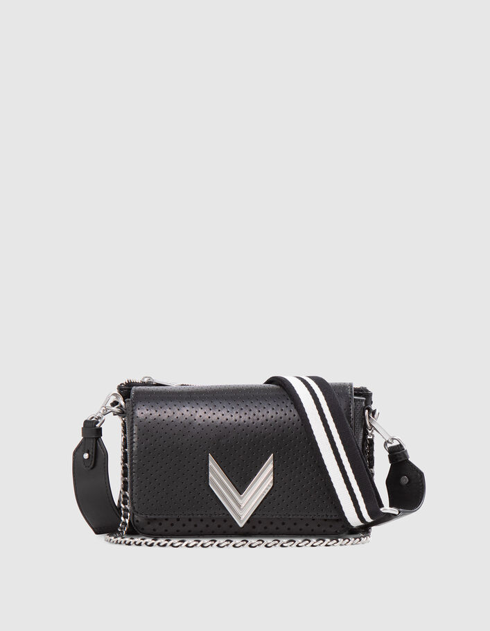 Le sac 111 Romy en cuir d'agneau Chrome Free noir femme IKKS