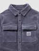 Boys’ blue corduroy overshirt with press studs-4