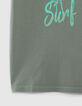 Kaki T-shirt opdruk palmen en glitters meisjes-4