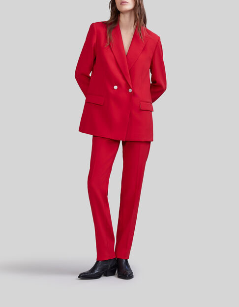 Women’s poppy red double-breasted suit jacket - IKKS