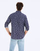 Indigoblauw slim overhemd bloemenmotief Heren-3