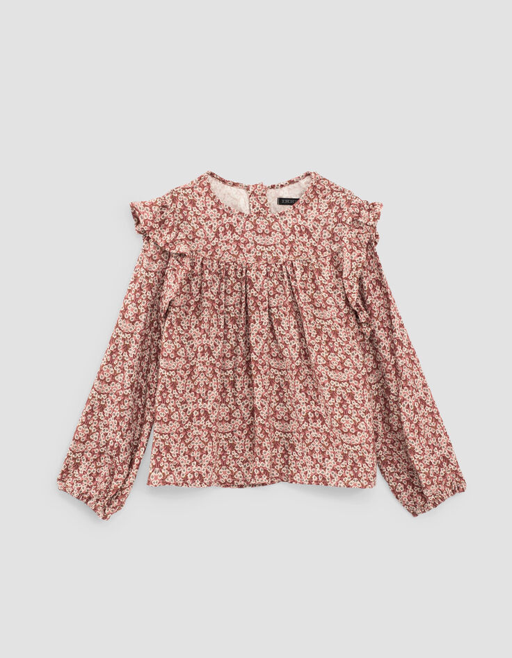 Girls&rsquo; rosewood blurry floral print blouse-1