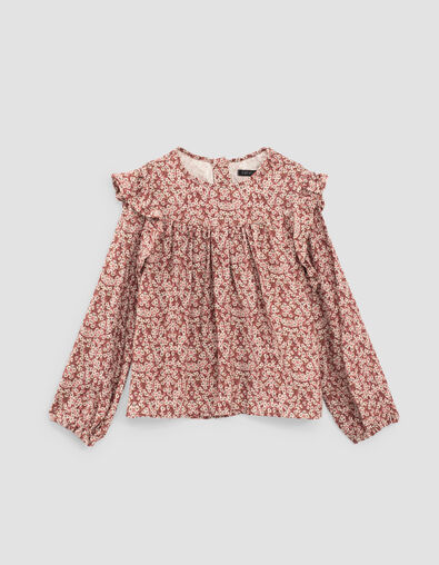 Oudroze blouse flou bloemenprint meisjes - IKKS