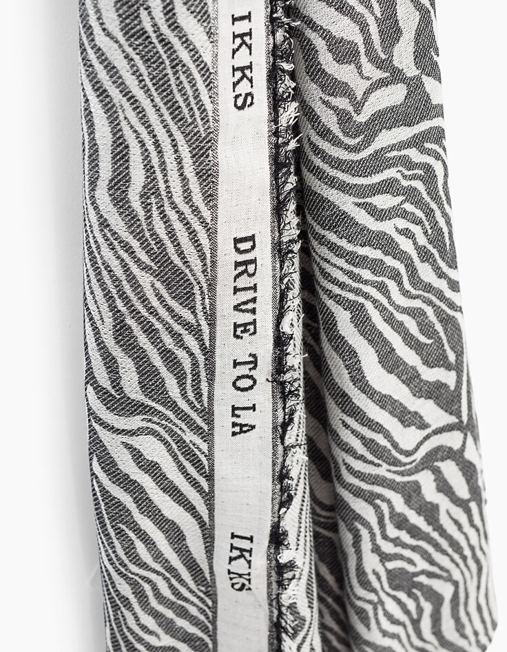 Women’s Tencel zebra print fringed scarf-4
