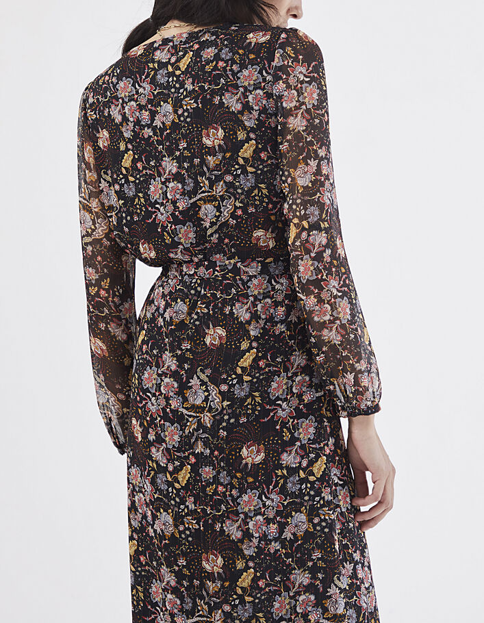 Langes Voilekleid mit Metallic-Blumenprint-3