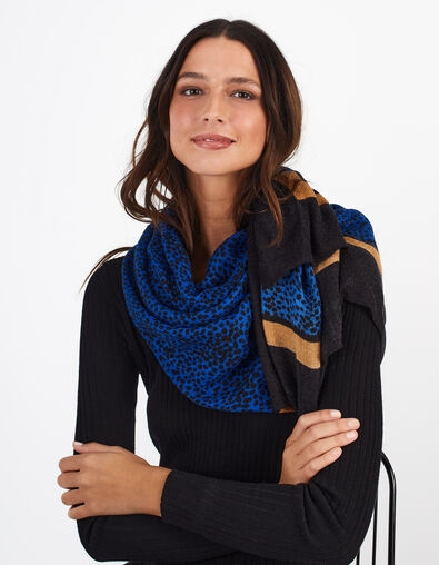 I.Code electric blue animal motif square scarf - IKKS