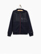 Navy vest rits, 2 stoffen -2