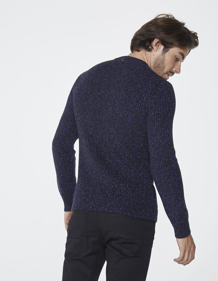 Pull bleu chiné homme-3