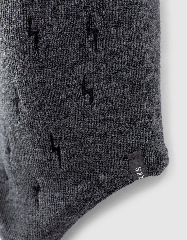 Snood gris anthracite tricot brodé éclair bébé garçon-4