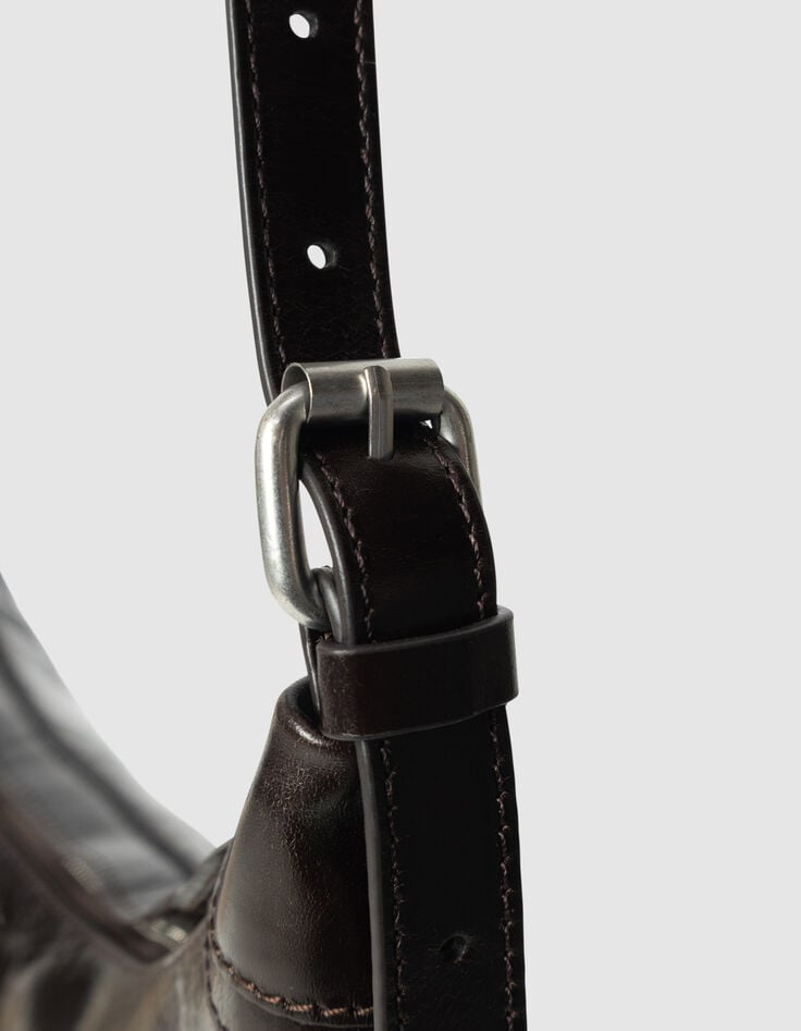 Women’s brown glazed leather Allane half-moon bag-4