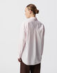 Women's oversize organic cotton pink striped shirt-3
