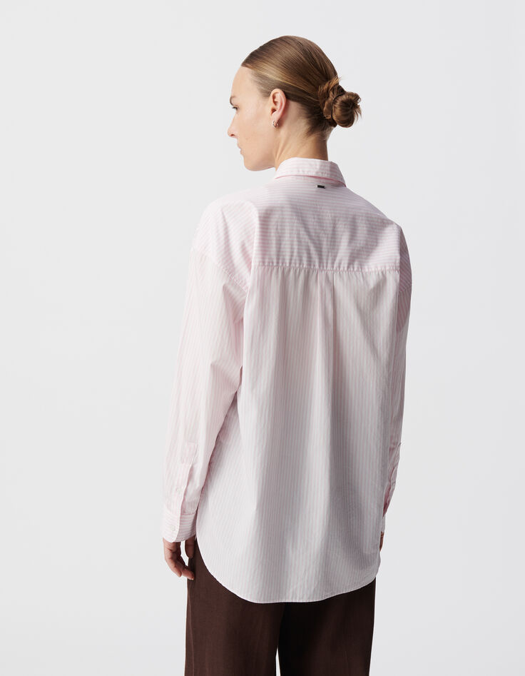 Women's oversize organic cotton pink striped shirt-3