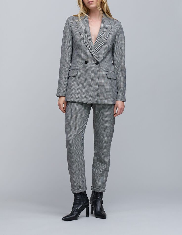 Women's black Prince of Wales lurex suit jacket-1