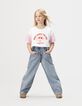 Blauwe ballonjeans elastische taille meisjes-1