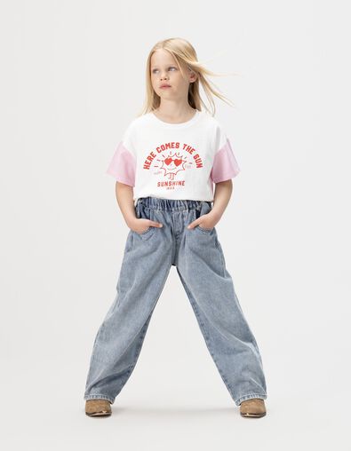 Blauwe ballonjeans elastische taille meisjes - IKKS