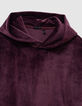 Girls’ burgundy velvet knit hoodie-5