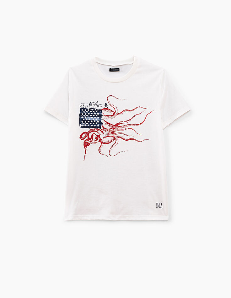 Camiseta blanco roto con pulpo niño -3