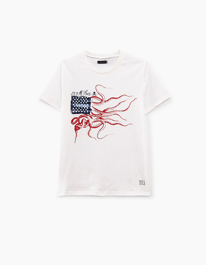 Gebroken wit T-shirt met inktvis jongens  - IKKS