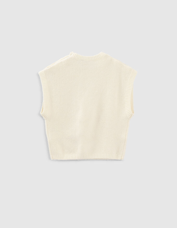Pull mastic tricot &agrave; manches courtes fille-3