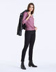 Tee-shirt fluide col V en lin parme foil femme-6