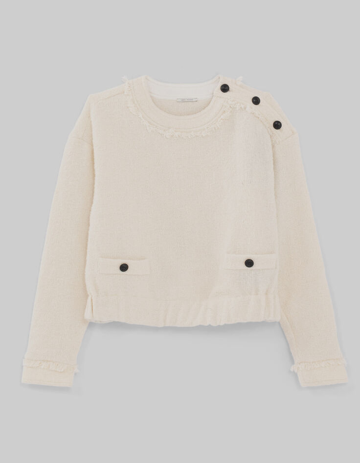 Sudadera cruda bordes sin rematar y botones hombros mujer-4 Sudadera cruda bordes sin rematar y botones hombros mujer-4