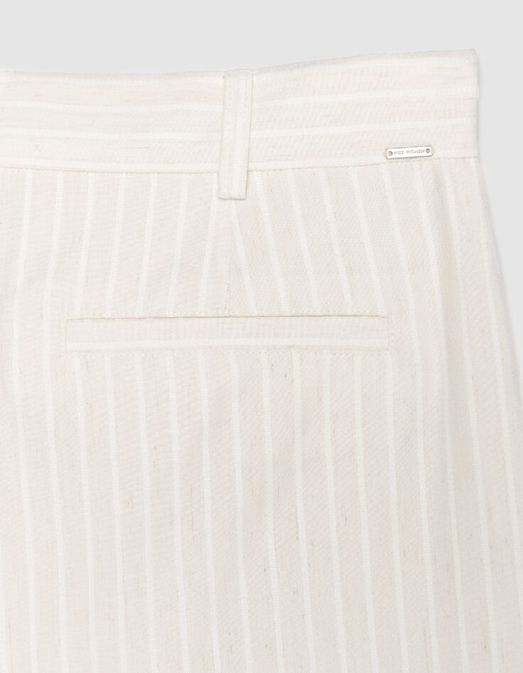 Dames wijde broek met motief in wit krijtstreepmotief-9